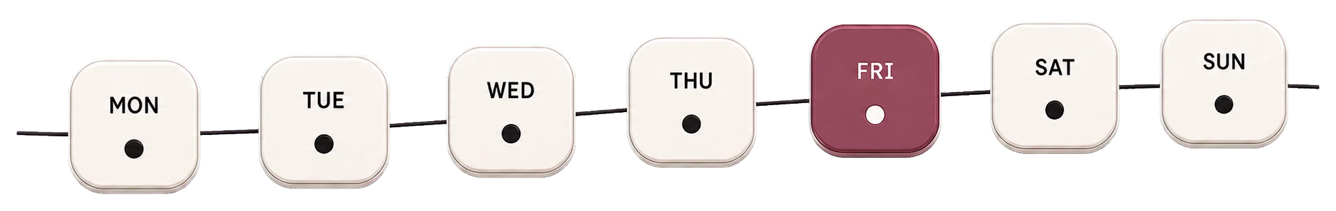 Seven-day progress rail with Friday highlighted