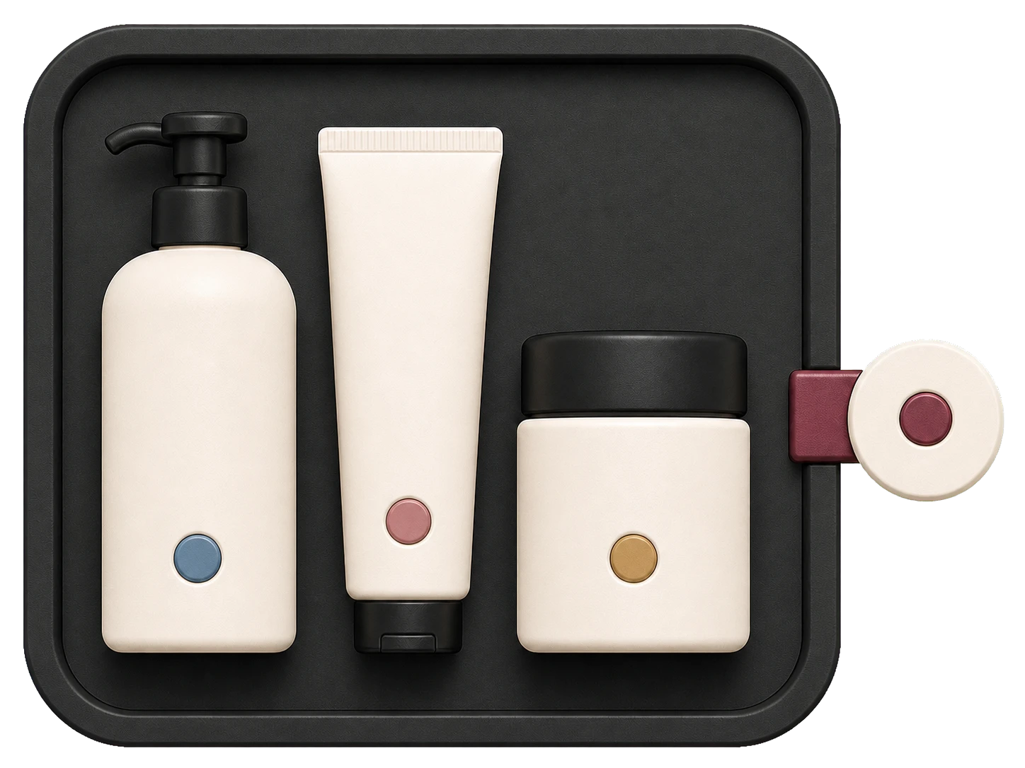 Three routine products connected to a skin-result token